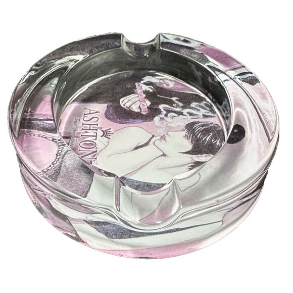 Vintage Ashton Trust Your Taste Clear Oval Crystal Glass Ashtray Thick Glass - Picture 4 of 7